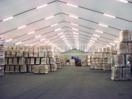 Tente de stockage fermée - structure fixe - couverture multi-éléments en polyester - 20m de largeur - extensible par travée de 5m_2