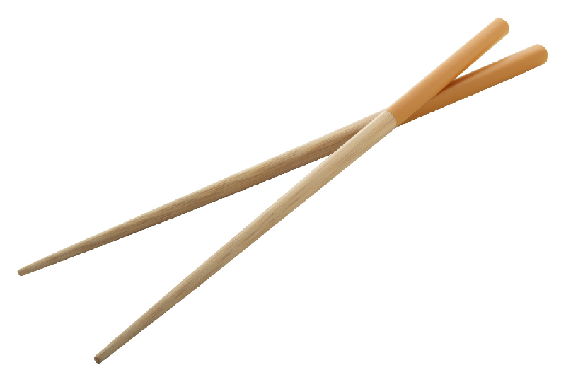 Baguettes en bambou - set de 2 avec extrémités peintes - couleur orange - poids 16 gr_2