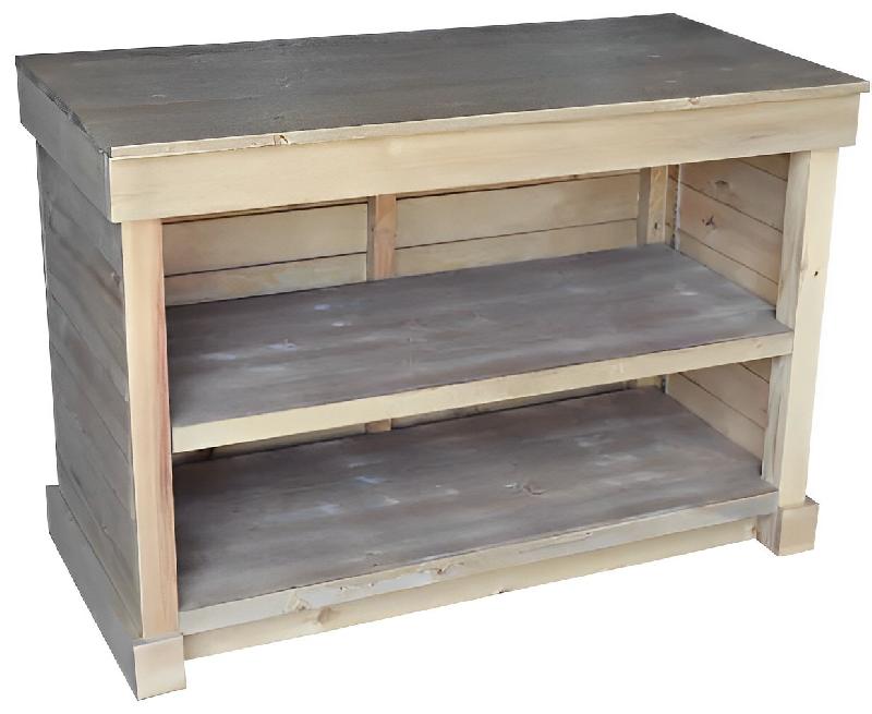 Comptoir d'encaissement et d'emballage - Bois vieilli - Multifonction - Pin naturel - Fabrication Française_2