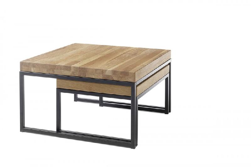 Table basse gigognes LUCON - Chêne massif FSC - Pieds en acier noir epoxy - Design contemporain_2