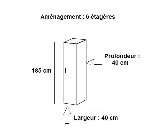 Colonne de rangement LUND 1 porte - chêne naturel 40 x 40 cm - 6 étagères - H185 cm_2
