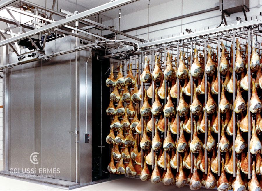 Lavage jambons - laveuses industrielles alimentaires automatiques Colussi Ermes - hautement polyvalentes et sur mesure_2
