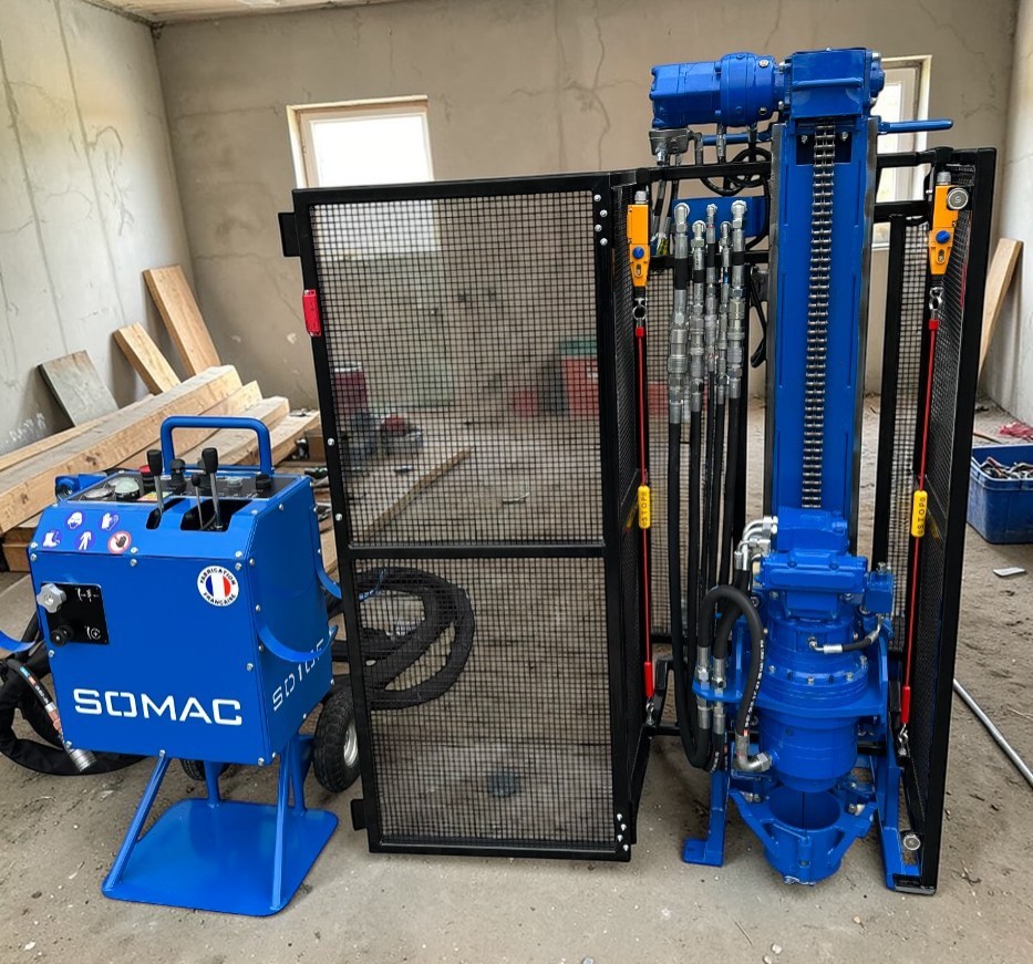 Mât de forage déporté pour milieux confinés - micro-pieux jusqu'à environ 15 mètres en tarière de 150mm - SD10F - Ultra compacte et puissante_2