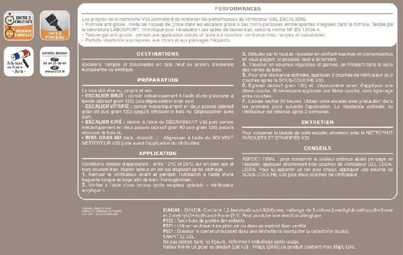 Vitrificateur gel escalier V33 - incolore satiné - 2.5L - anti-goutte et anti-glisse_2