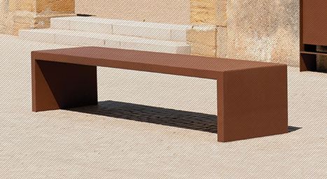 Banc public en métal moderne - Cyria Banquette Eudald I - Acier corten_2