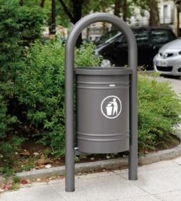 Corbeille publique Vercors 40 L - seau intérieur en tôle électrozinguée avec anses - courbes élégantes_2