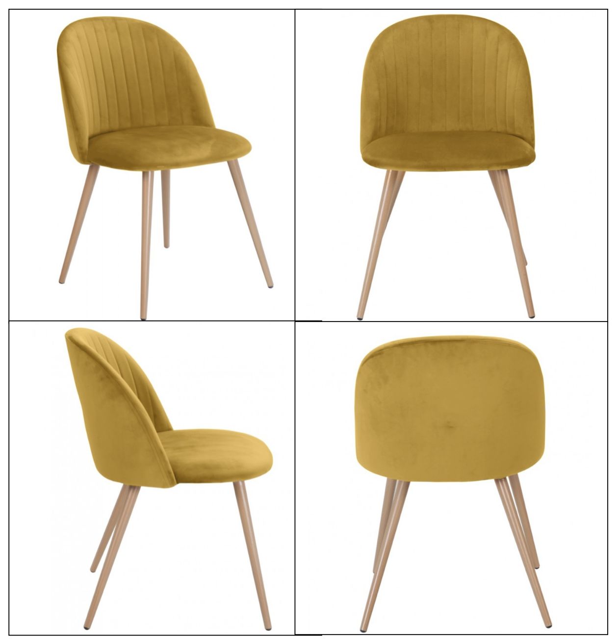 Chaise de restaurant en velours - structure métallique imitation bois - vendue par lot de 4 unités_2