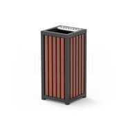 Poubelle Altus 03.052.01.Sc - Zano - 55L - Acier inoxydable et bois - Avec cendrier intégré_0