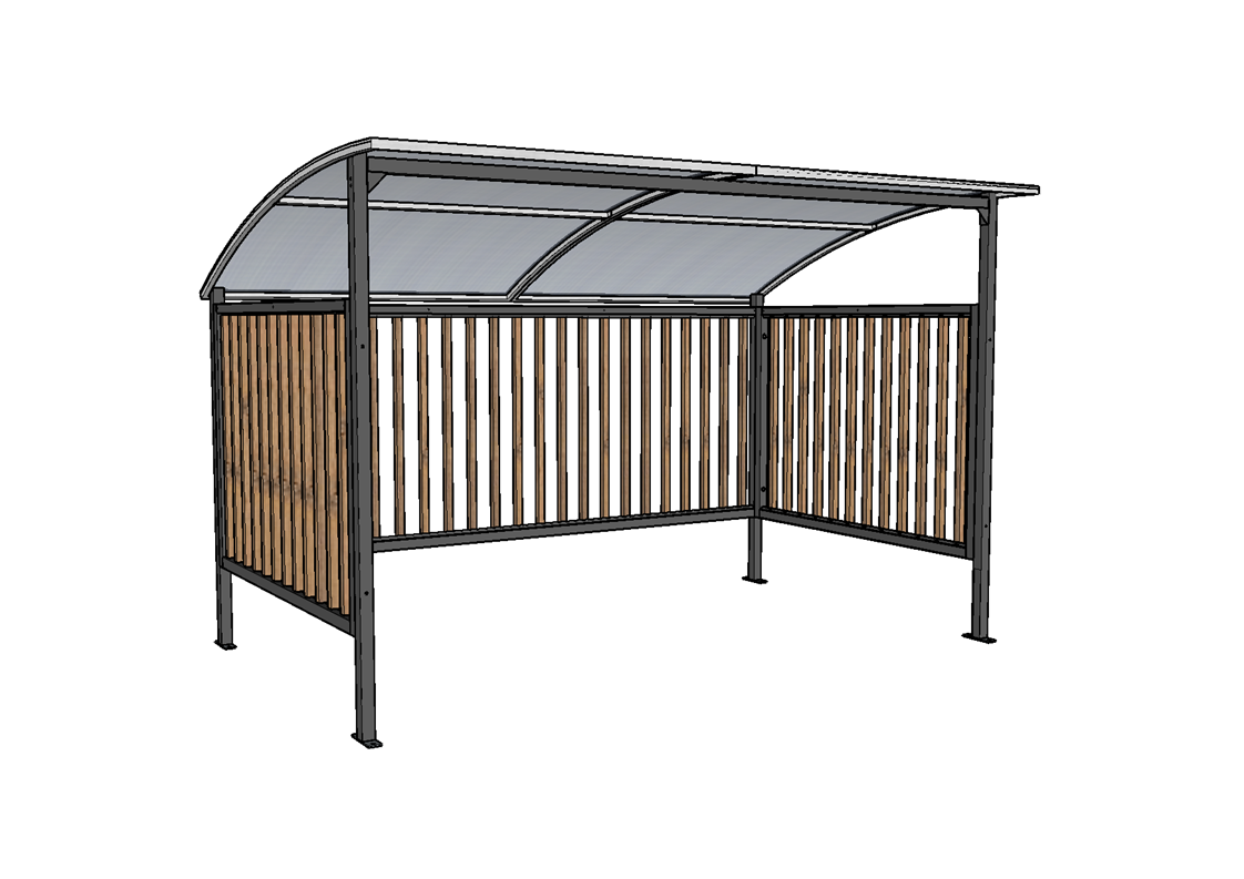 Abri 2 roues à toit convexe  en polycarbonate alvéolaire cintré, traitée anti-UV - EVO 1 M60/M100 acier et M90 bois_2