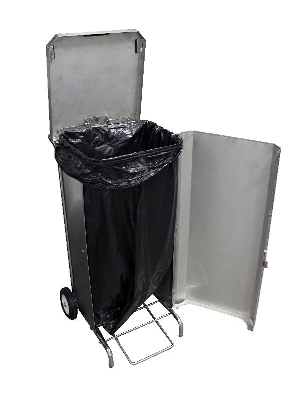 Porte-sacs mobile inox caréné de 100 à 130 litres à ouverture frontale L2G_2