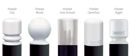 Potelet haute visibilité avec pommeaux - Hauteur hors sol 1200 mm - Tube acier Ø 60 à 114 mm - Cinq pommeaux au choix_2