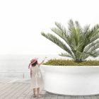 Jardinière Hat en béton cylindrique avec capacités différentes - Blanc/Gris - Marbre/Carrière concassée_2