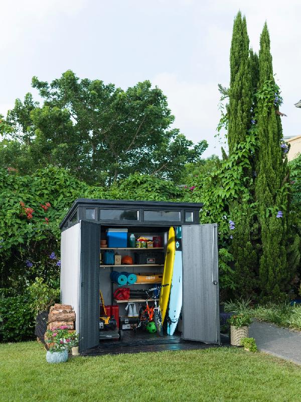 Abri de jardin en résine - Brossium monopente 4,7 m² - Gris brossé_2