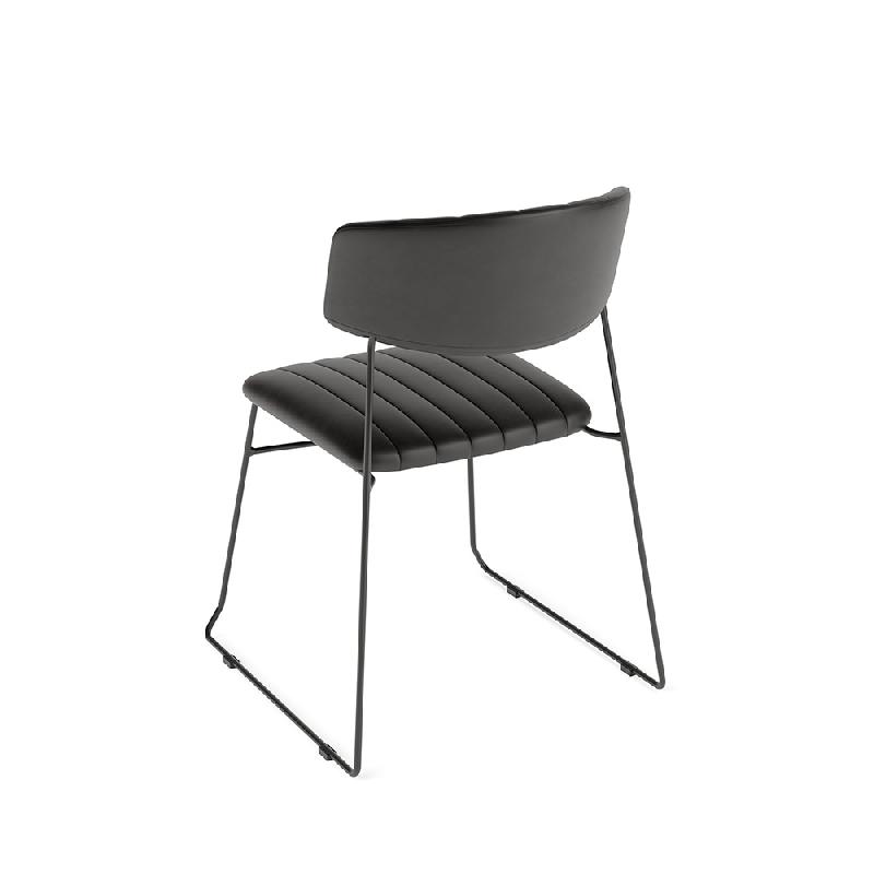 Mundo - Chaise empilable en simili cuir noir_2