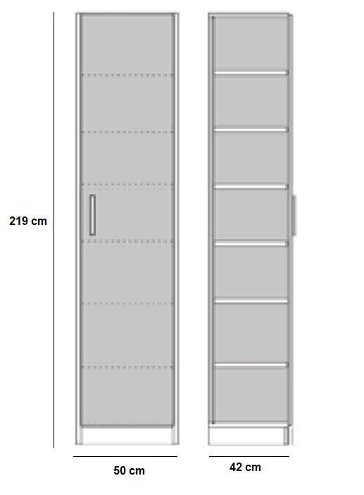 Armoire de rangement style industriel 1 porte KEY - bi-ton chêne noir mat 50 x 42 cm - 6 étagères et ferrures décoratives_2