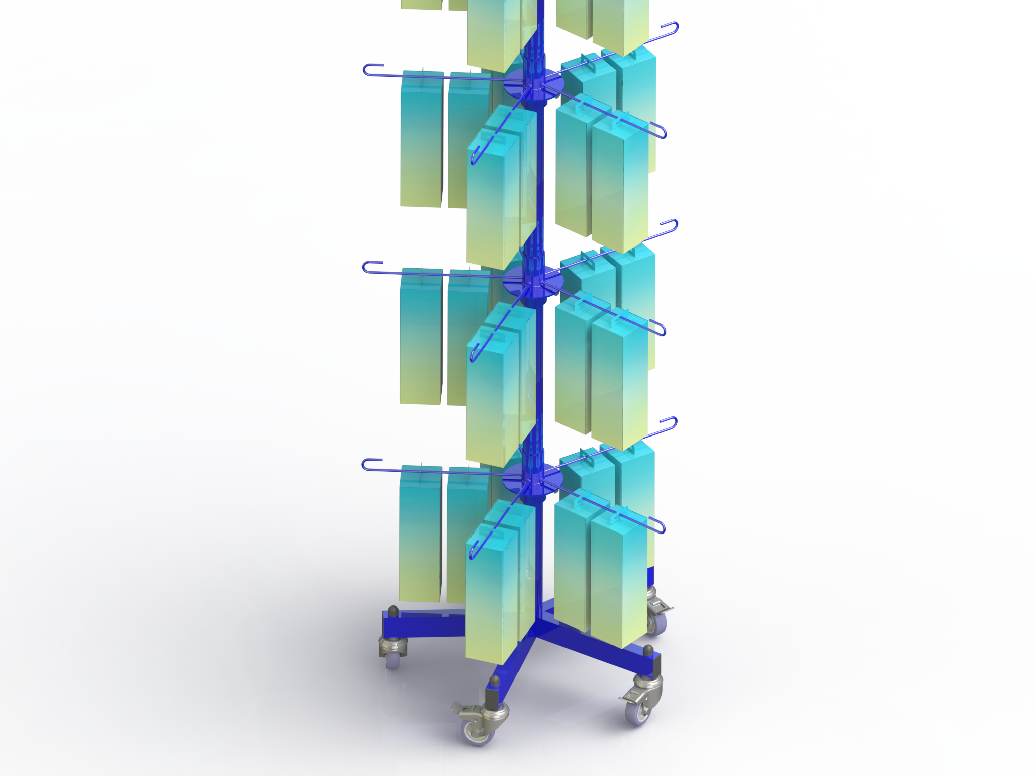 Présentoir mobile tournant ou fixe - 25 broches - métal avec réglage des étages et pince pour sérigraphie_2