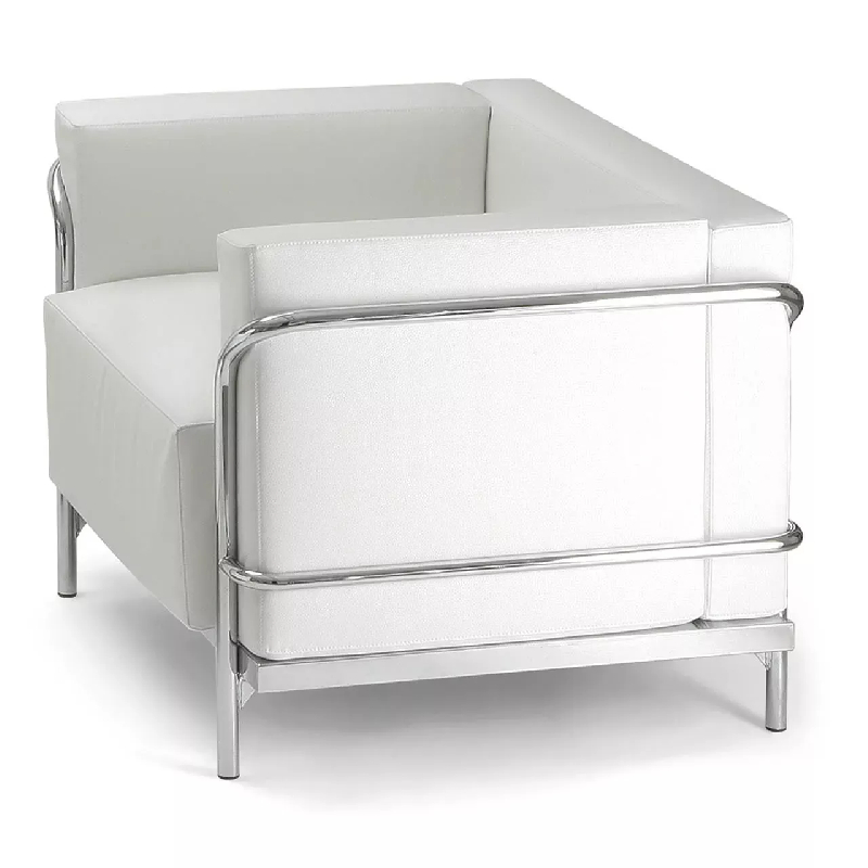 Canapé d'accueil en cuir noir ou blanc 1 place So Teramo - L10_2