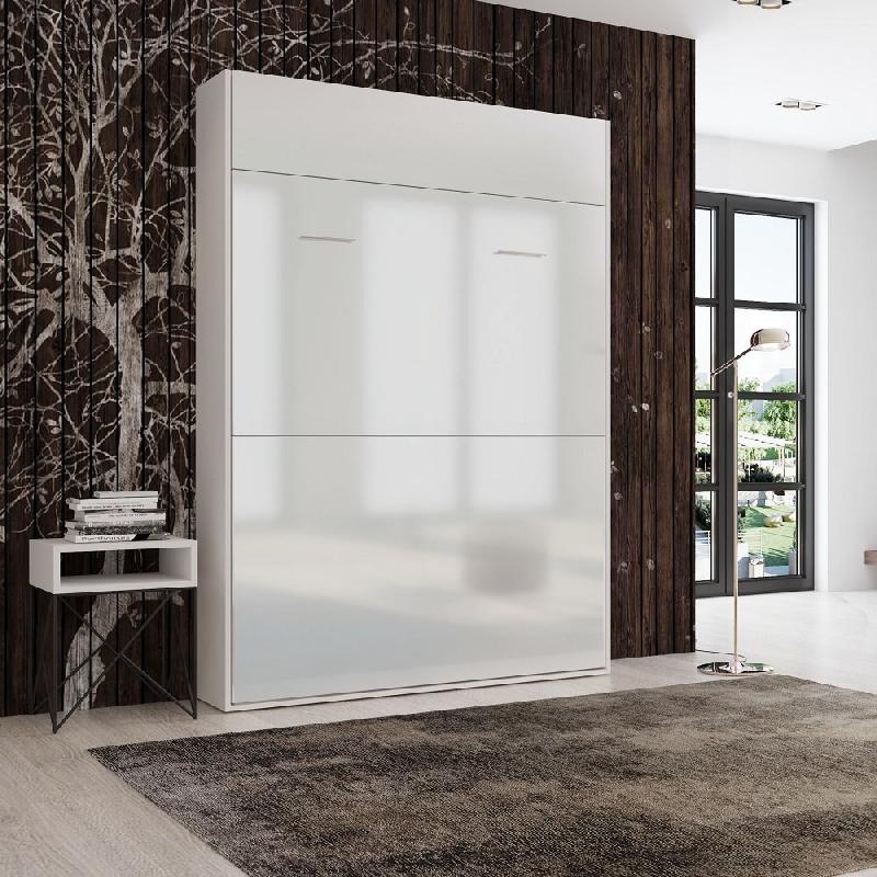 Lit escamotable Studio - Façade blanc brillant - Couchage 140x200 cm - Ouverture assistée et pieds automatiques_2