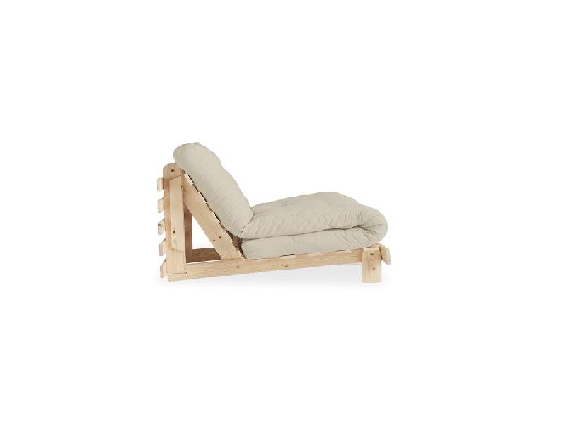 Fauteuil convertible futon ROOTS - Pin naturel beige - Couchage 90 x 200 cm - Design japonais_2