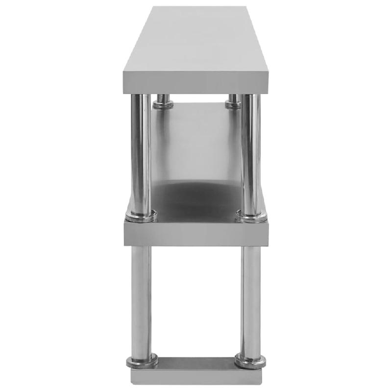 Vidaxl étagère de table de travail 2 niveaux 120x30x65 cm inox 51193_2