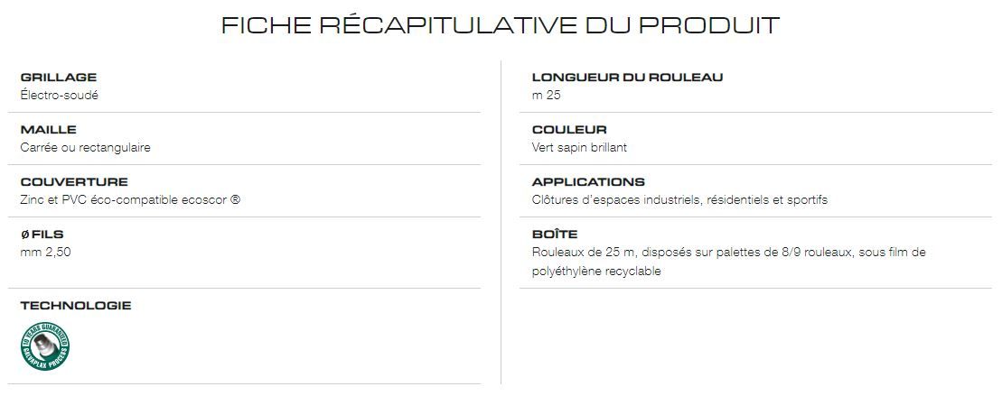Esaplax - clôture grillagée galvanisée plastifiée Cavatorta - rouleaux 25 m_2