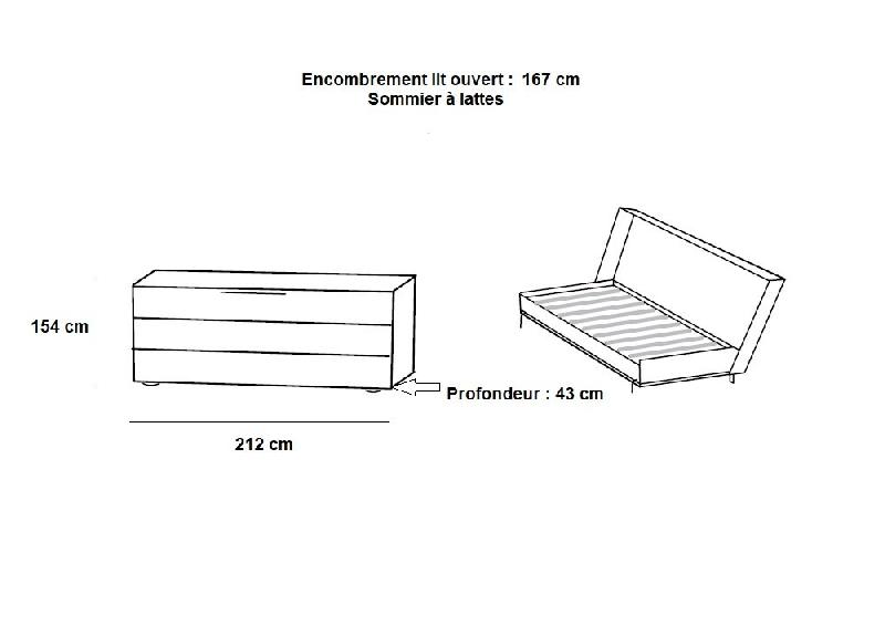 Lit escamotable horizontal Vanier - Décor chêne et façade blanche - Couchage 140 x 200 cm avec sommier inclus_2