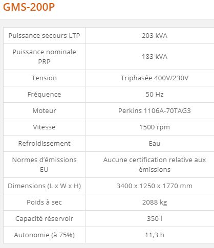 GMS-200P - Groupe électrogène industriel diesel 203 kVA - Generac - Série GMS Standard_2