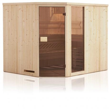 Cabine de sauna d'angle 175x144x199 - Poêle HARVIA VEGA 6KW à commande déportée_2