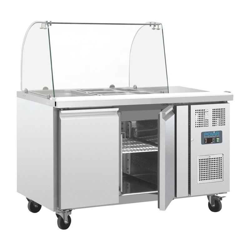 Comptoir de préparation réfrigéré GN avec pare-haleine Série U 2 portes CT393 Polar_2