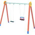 Portique Mixte pour Enfants de 1 à 12 ans - Bois traité autoclave et acier galvanisé - Siège bébé et enfant en caoutchouc - Norme EN 1176_2