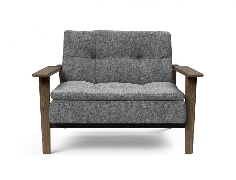 Innovation Living - Fauteuil design Dublexo Frej Twist Charcoal convertible lit 90x115 cm - Piétement chêne fumé_2