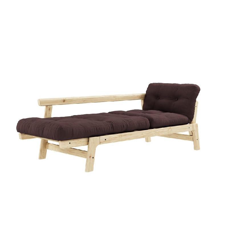 Banquette convertible futon STEP en pin massif - Coloris marron - Couchage 70x200 cm_2