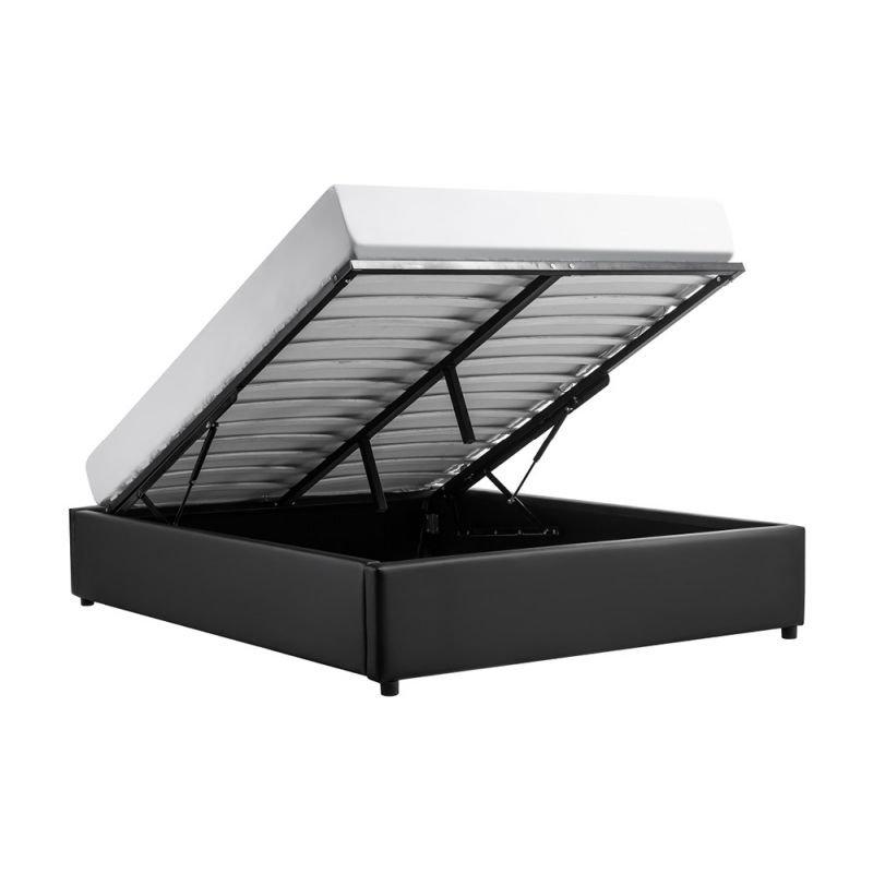 Cadre de lit Dorres 160x200 cm - Sommier relevable avec coffre de rangement - Polyuréthane noir_2