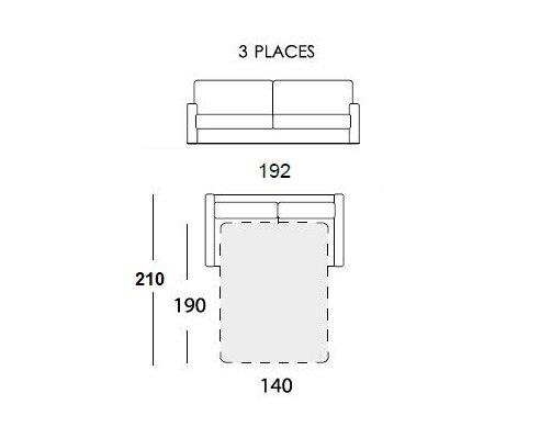 Canapé convertible express EMA 140x190 cm - Matelas 20 cm - Tissu gris passepoil beige - Fabrication italienne_2