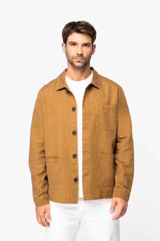 Veste worker écoresponsable délavée homme - Réf: NS610 - Native Spirit - 50% coton biologique et 50% lin_2