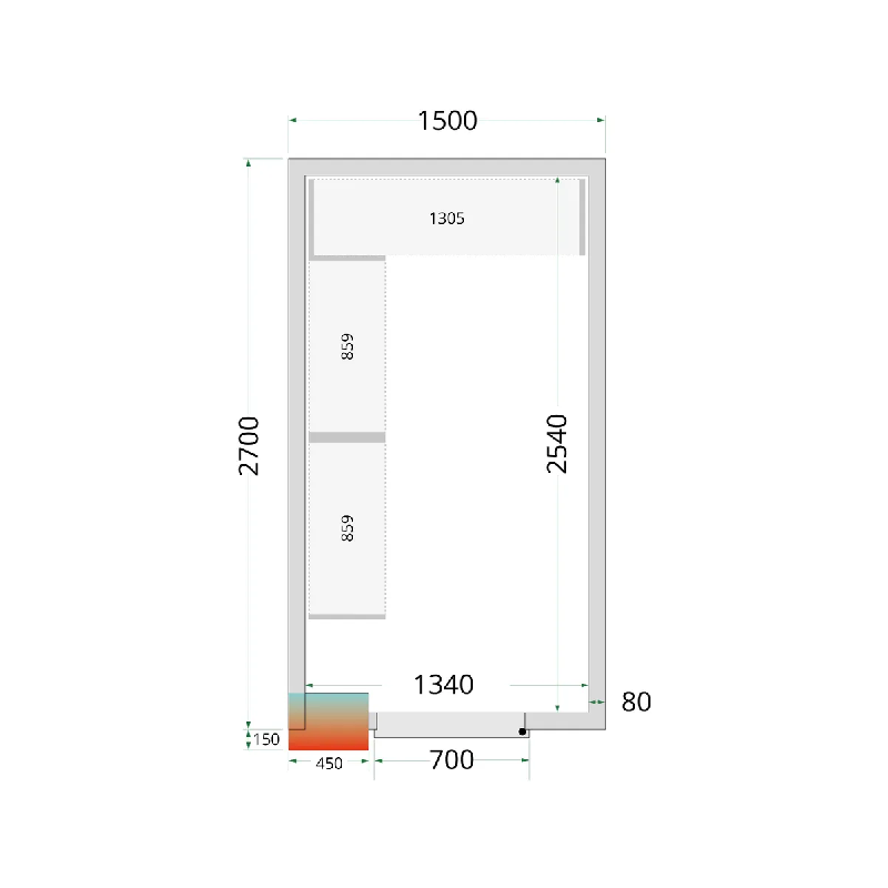 Chambre froide positive CRPF1527 Blanc 1500 x 2700 x 2200 mm TEFCOLD_2