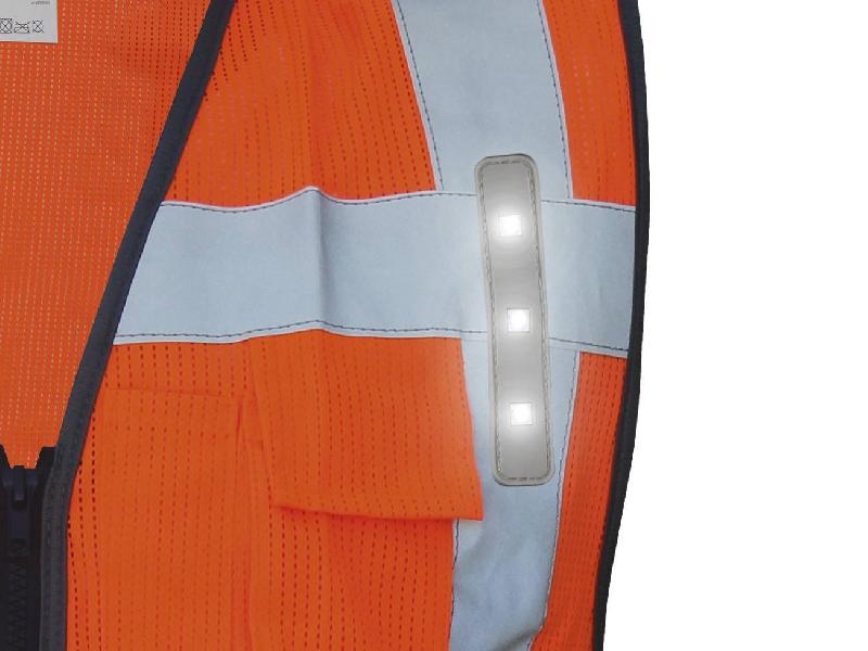 Gilet à LED orange taille L - 11 LED haute luminosité, rechargeable USB, 3 modes d'éclairage - Réf : GILED-OR-L_2