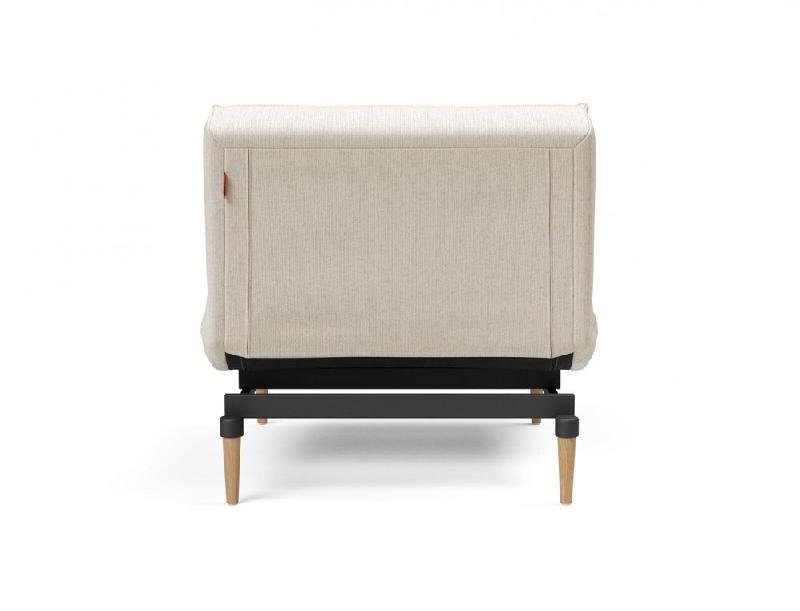 Innovation Living - Fauteuil Splitback Styletto convertible lit 90x115 cm - Pieds chêne naturel - Tissu bouclé Off White_2