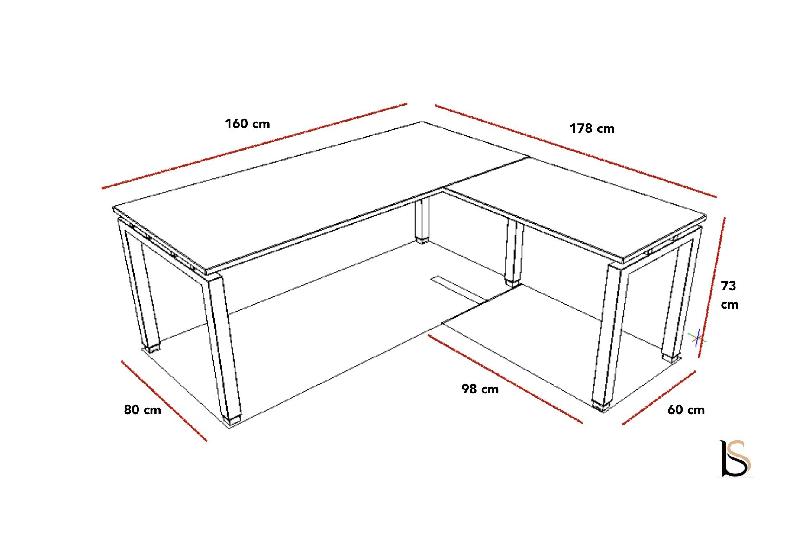 Bureau d'angle Quadra - Mobel Linea. - Blanc 9010, 160, Acacia foncé, Droite_2