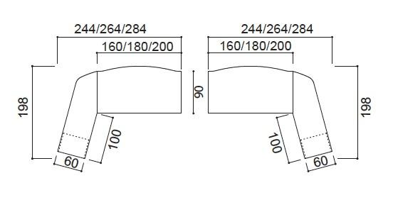 Bureau X time Ring avec retour et caisson - Quadrifoglio. - 244, Noyer canaletto, Droite_2