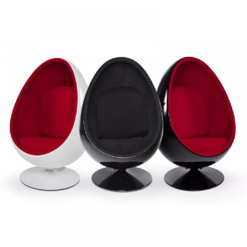 Fauteuil œuf intérieur velours rouge - Design 70's - Inspiré par Eero Aarnio_2