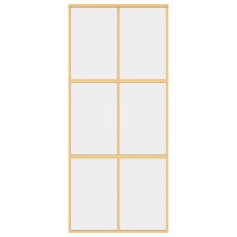 Vidaxl porte coulissante doré 90x205 cm verre esg clair et aluminium 155155_2