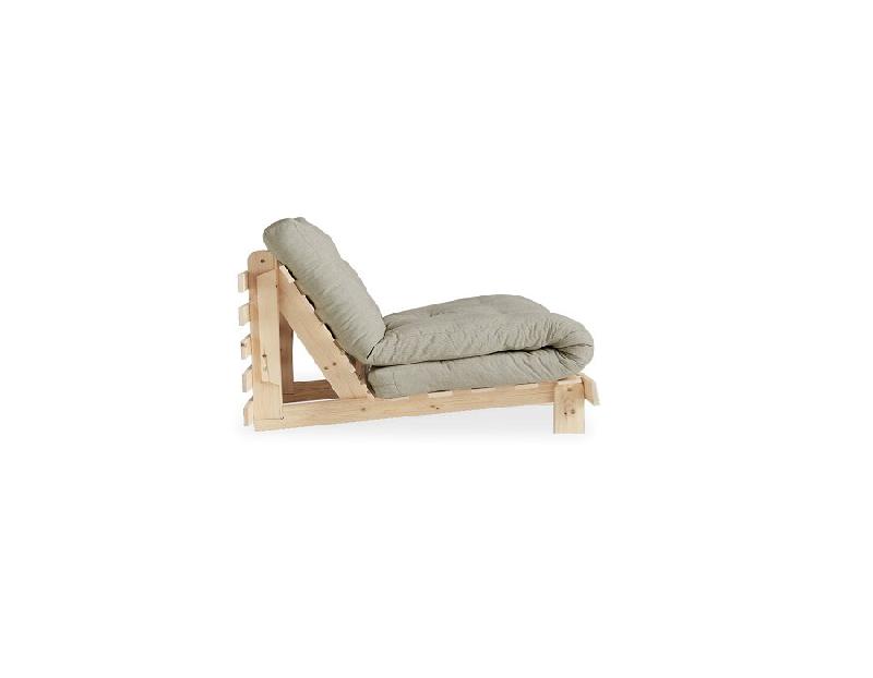 Fauteuil convertible futon ROOTS en pin naturel - Tissu lin - Couchage 90 x 200 cm - Design japonais et scandinave_2