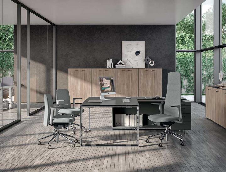 Bureau de direction à piètement en métal  - modulable et minimaliste X7 - Ref : X7S04_2