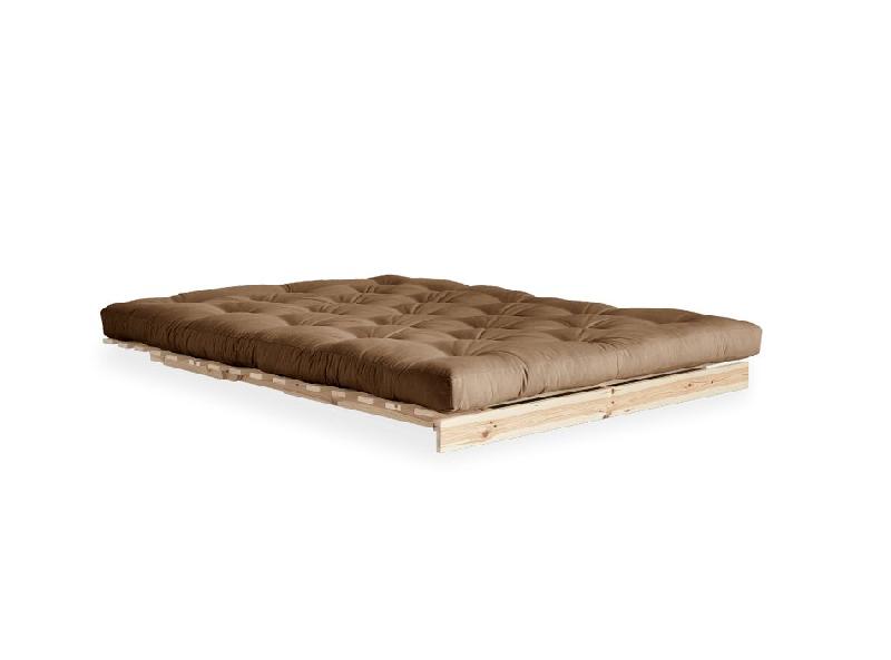 Canapé convertible futon ROOTS - Pin naturel - Tissu Mocca - Couchage 160x200 cm - Design japonais et douceur scandinave_2