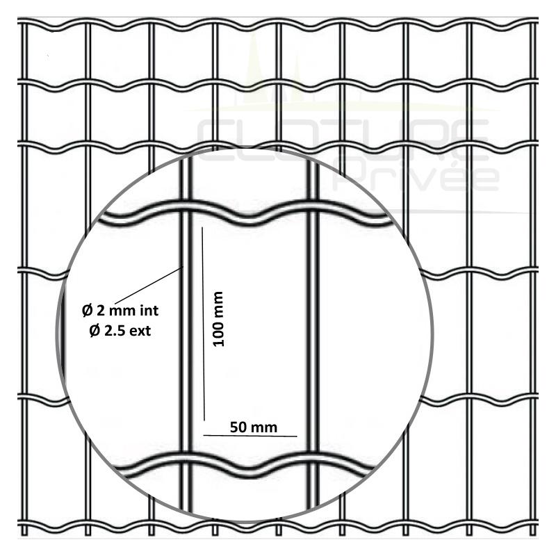 Grillage soudé classique - Maille rectangle 100 x 50 - Acier galvanisé plastifié Haute Adhérence_2