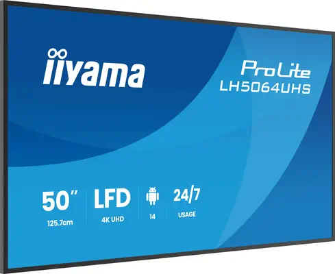 Iiyama LH5064UHS-B1AG àÉcran d'affichage dynamique àÉcran plat de signalisation numérique 127 cm (50