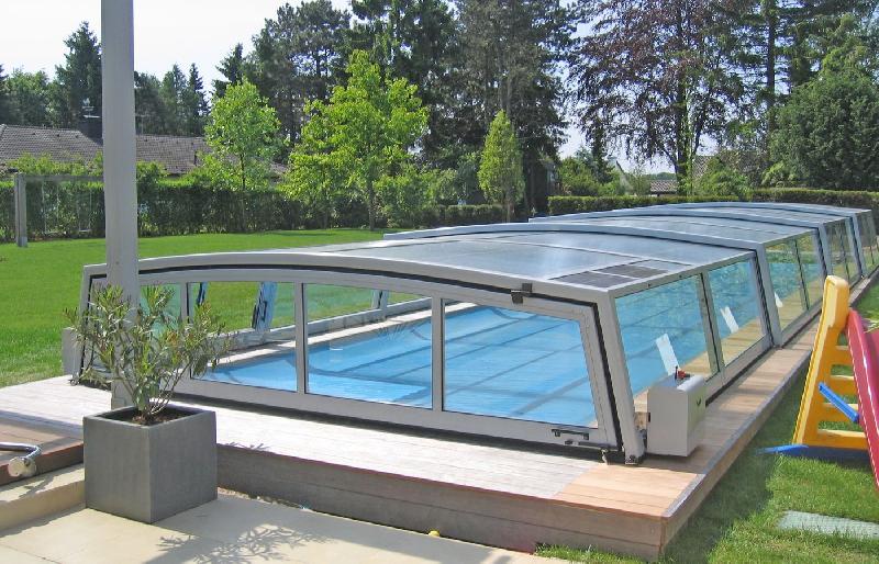 Abri piscine mi-haut Siena - télescopique, coulissant sans rails au sol_2