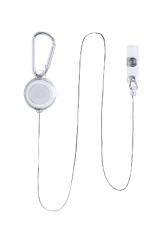 Porte-badge en plastique - Cordelette télescopique - Bouton-pression - Mousqueton en aluminium_2