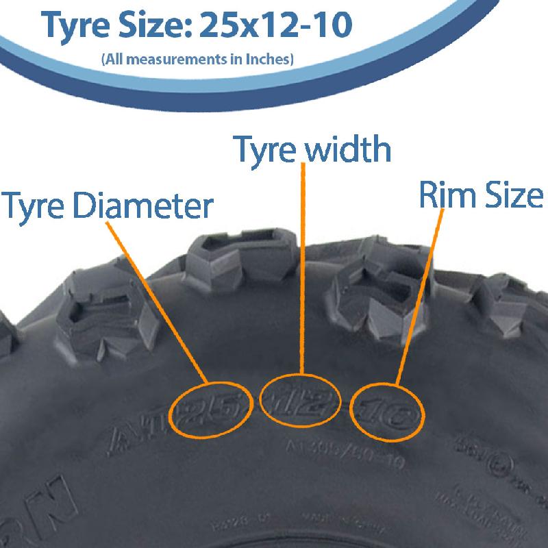 25x12.00-10 Quad ATV Tyre 6ply Journey P3128 E-Marked Road Legal Tire (Set of 3)_2
